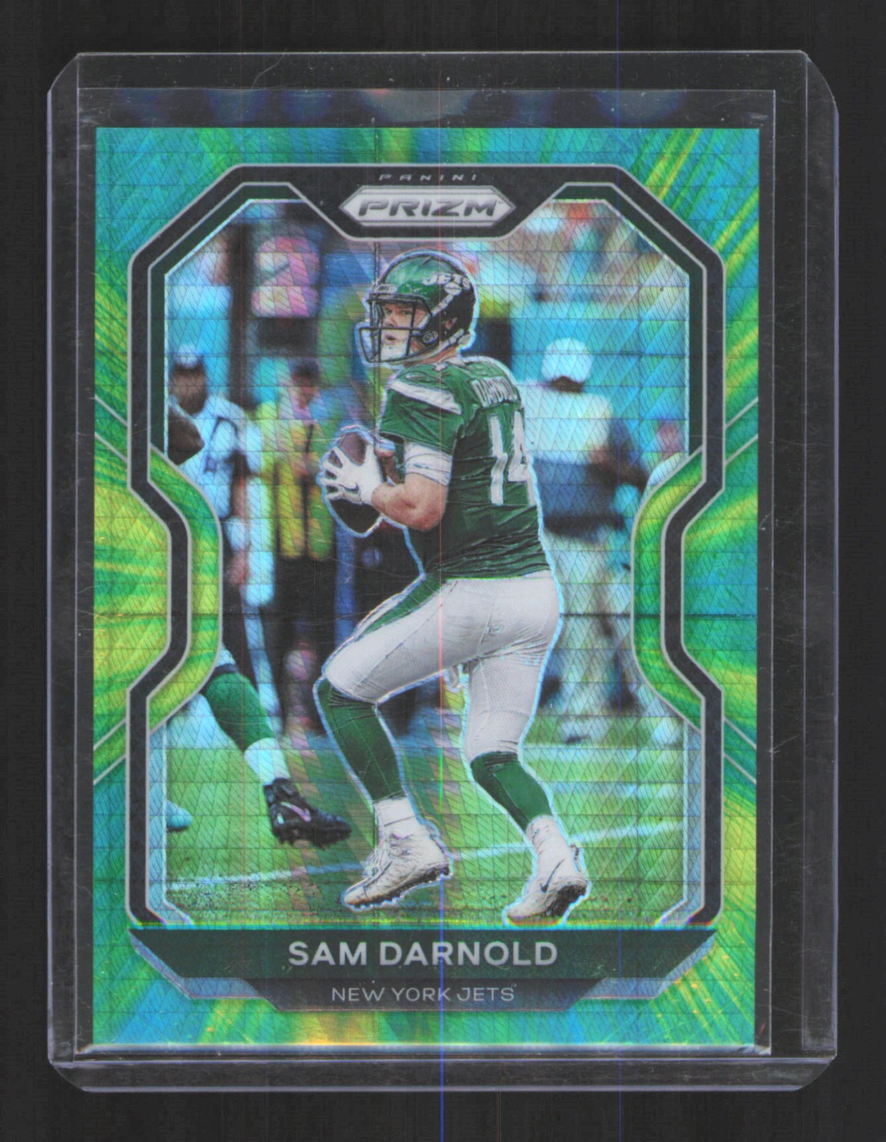 2020 Panini Prizm #28 Sam Darnold Prizm Hyper #/175 Jets Color Match