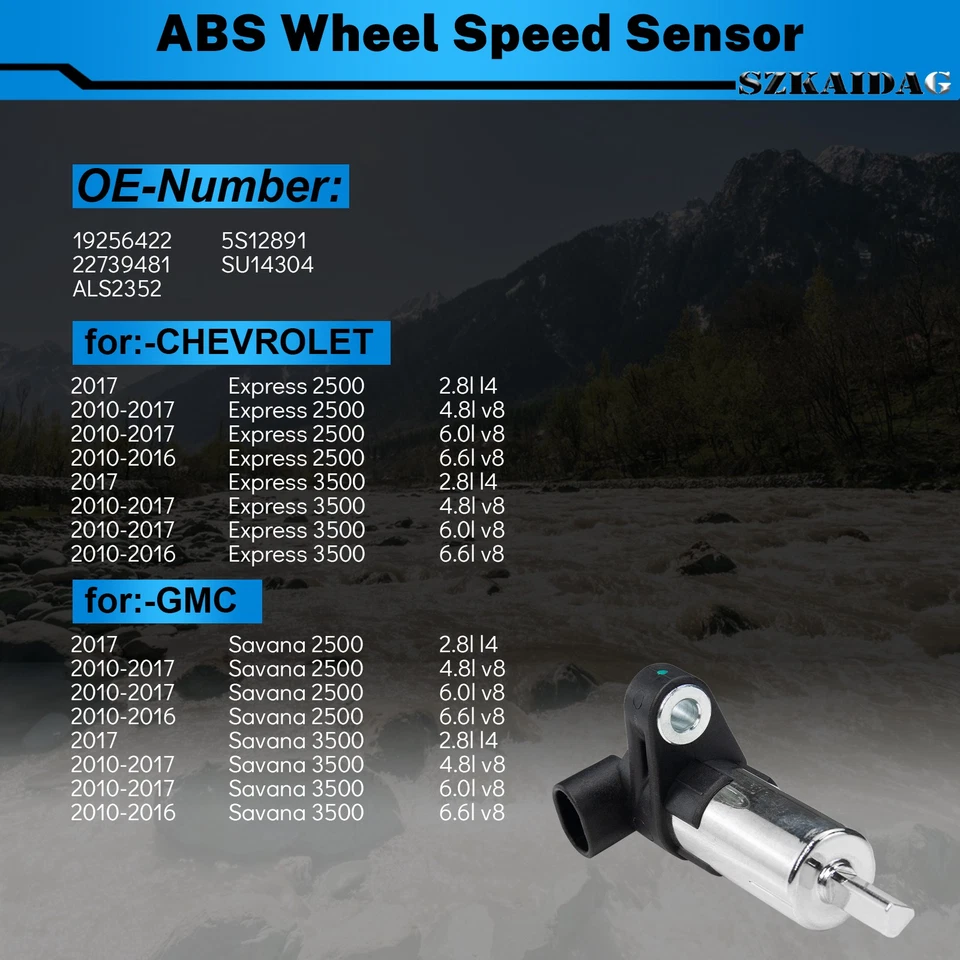 Juego de 2 sensores de velocidad de rueda ABS traseros para Chevy Express 2500 3500 GMC Savana 2500 Foto 2 de 4