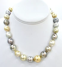 Designer MATTHEW TRENT 18K Gold Multi Color Tahitian South Sea Pearls Necklace