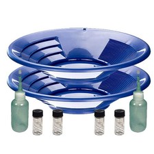 Sluice Monkey 2 14" Blue Gold Pans Sniffer Bottles and Glass Vials