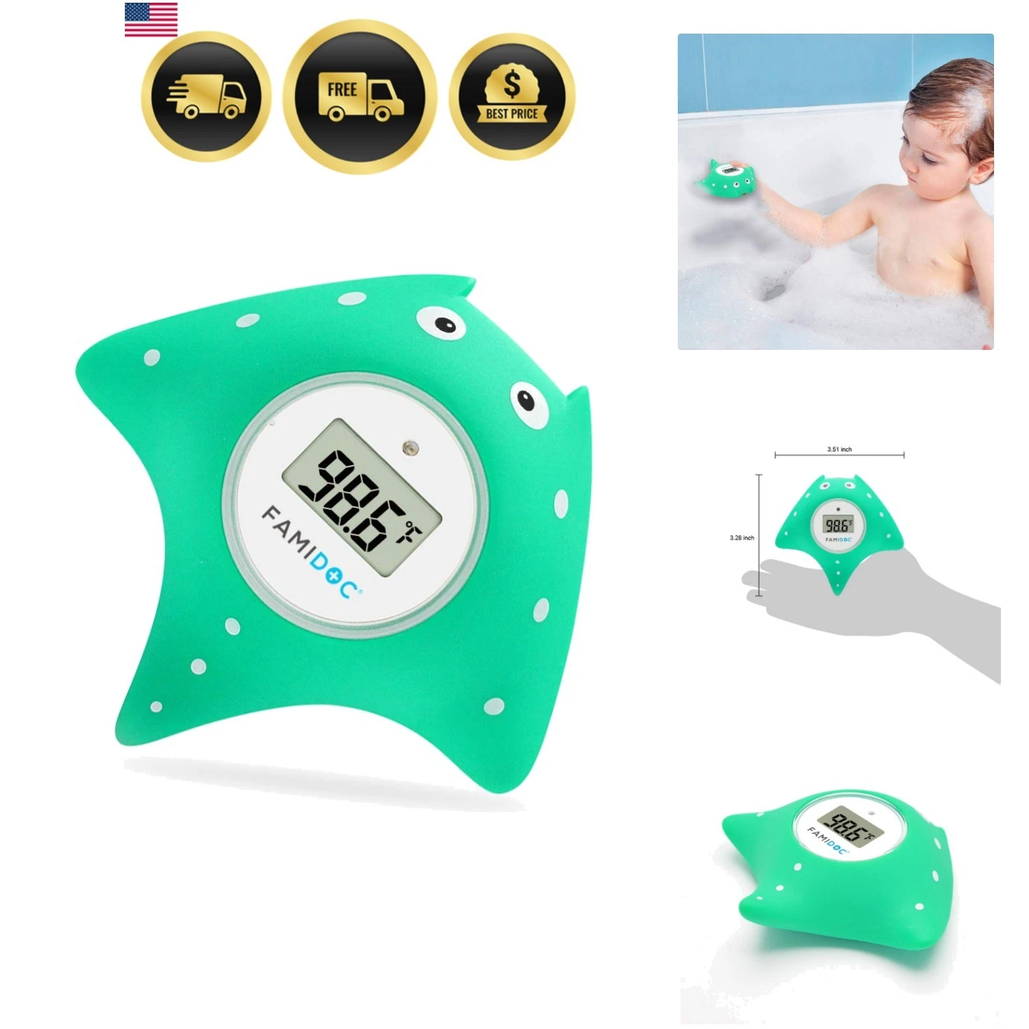 Baby Bath and Room Thermometer - FDTH-V0-22 New Upgraded Sensor Technology fo...