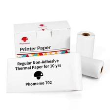For Phomemo T02 3rolls Bluetooth Printer Thermal Paper Label Paper 53mmx6.5m