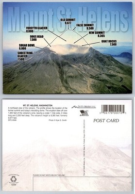 Mt St Helens Washington Postcard Diagram Crater Old New Summit Glaciers Volcano