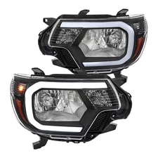 Black Fits 2012-2015 Toyota Tacoma Pickup Led Strip Bar Headlights Left+Right