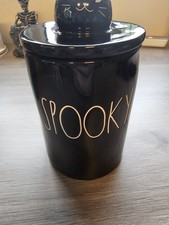 Rae Dunn Spooky Bonfire Embers Halloween Candle Cat Topper US Import BNWT