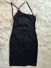 Versace One Shoulder BodyCon Black Halter Dress With Black Stud Embellishments