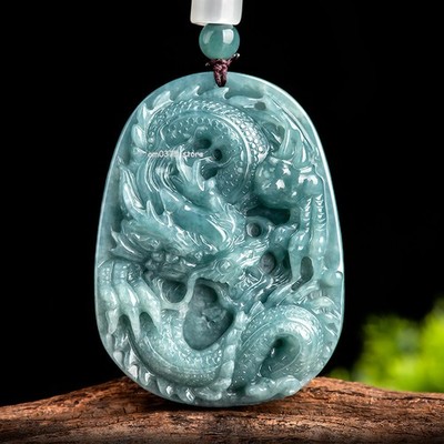 Natürlicher Grade A Jade Jadeit blau grün Damen Herren Sternzeichen Drache Glück Anhänger