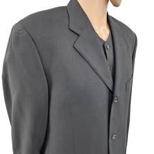 Sergio Valentino Italian Black Classic Wool 3-Piece Suit Men's 40R