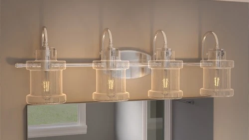 Quoizel DNY8604 Nickel Danbury 4-Light 32"W Bathroom Vanity Light - Picture 2 of 10