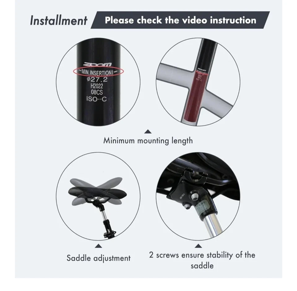 Tija de sillín con suspensión Zoom min. Inserción 27.2 H2024 07DS ISO-C Metal Negro Nuevo Foto 4 de 4