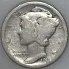 * 1918-D Mercury Dime 90% Silver, Popular Collector Coin As Shown