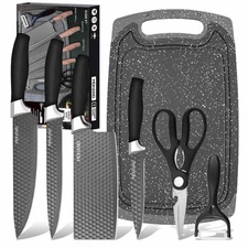 7Pcs Kitchen Knife Set Outdoor Chef's Knife Set with Cutting Board & Scissors