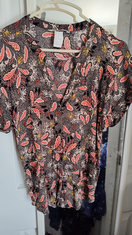 H & M . Women's Small Size 2 Blouse. Fall ThanksGiving. Florals Orange & Brown.