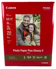 Canon 8.5x11 Photo Paper Plus Glossy II 3X20=60 Sheets PP-201 00059 Lot of 3 NEW