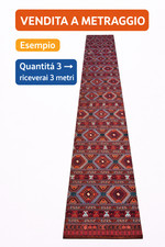 Tappeto Cucina a metraggio   Gobelin Etnico Rosso Lavabile Antiscivolo 50 cm