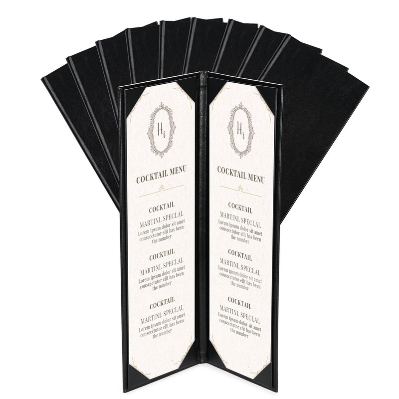 WeChef 10 Pack 4.25"x14" Leather Restaurant Menu Covers 2 View Wine List Bar