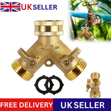 Garden Tap Splitter 2 Way Brass Outdoor Dual Hose Connector Anti-Leak