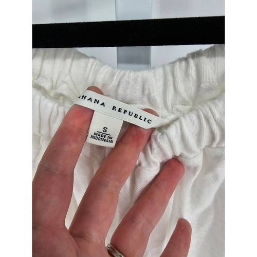 Vintage Y2K Banana Republic Womens Sz S Off Shoulder Mini Dress Cotton White - Picture 3 of 4