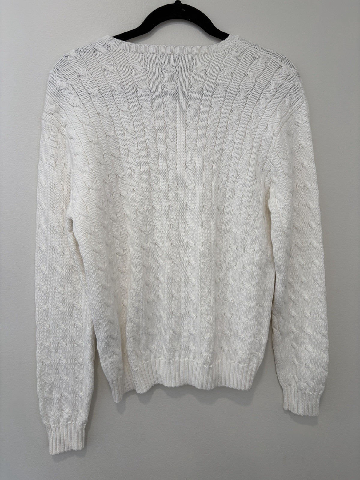 NEW Polo Ralph Lauren Sport Woman’s Cotton Cable Knit Sweater Large White Logo thumbnail 4