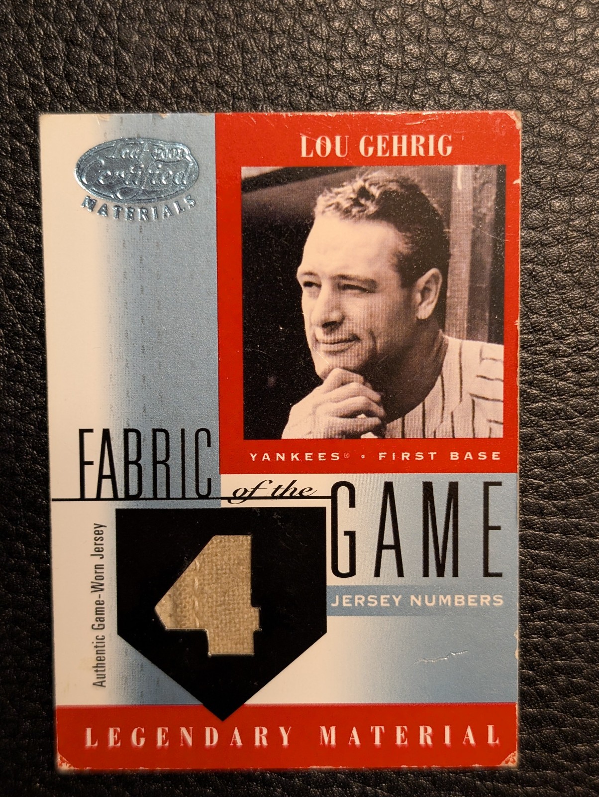 Lou Gehrig Game-Worn Jersey 2001 Donruss Legendary Material 4/4