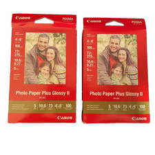 LOT OF 2 NIB CANON PIXMA INKJET PHOTO PAPER PLUS GLOSSY II PP-201 TOTAL 200