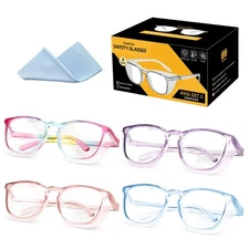 Safety Glasses Anti Fog Goggles For Women, Nurses Protective Eyewear Blue Lig...