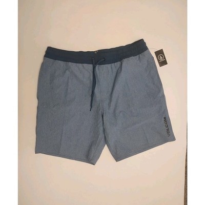 Volcom NWT Mens Shorts Blue Pockets Size XL Drawstring 8'' Inseam MSRP $55.00