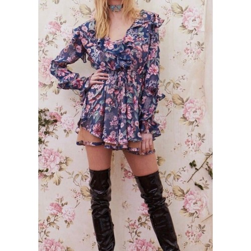 For Love & Lemons Gr. M Gracie Tunnelzug Kleid Mini Langarm Sexy Romantisch - Bild 1 von 17