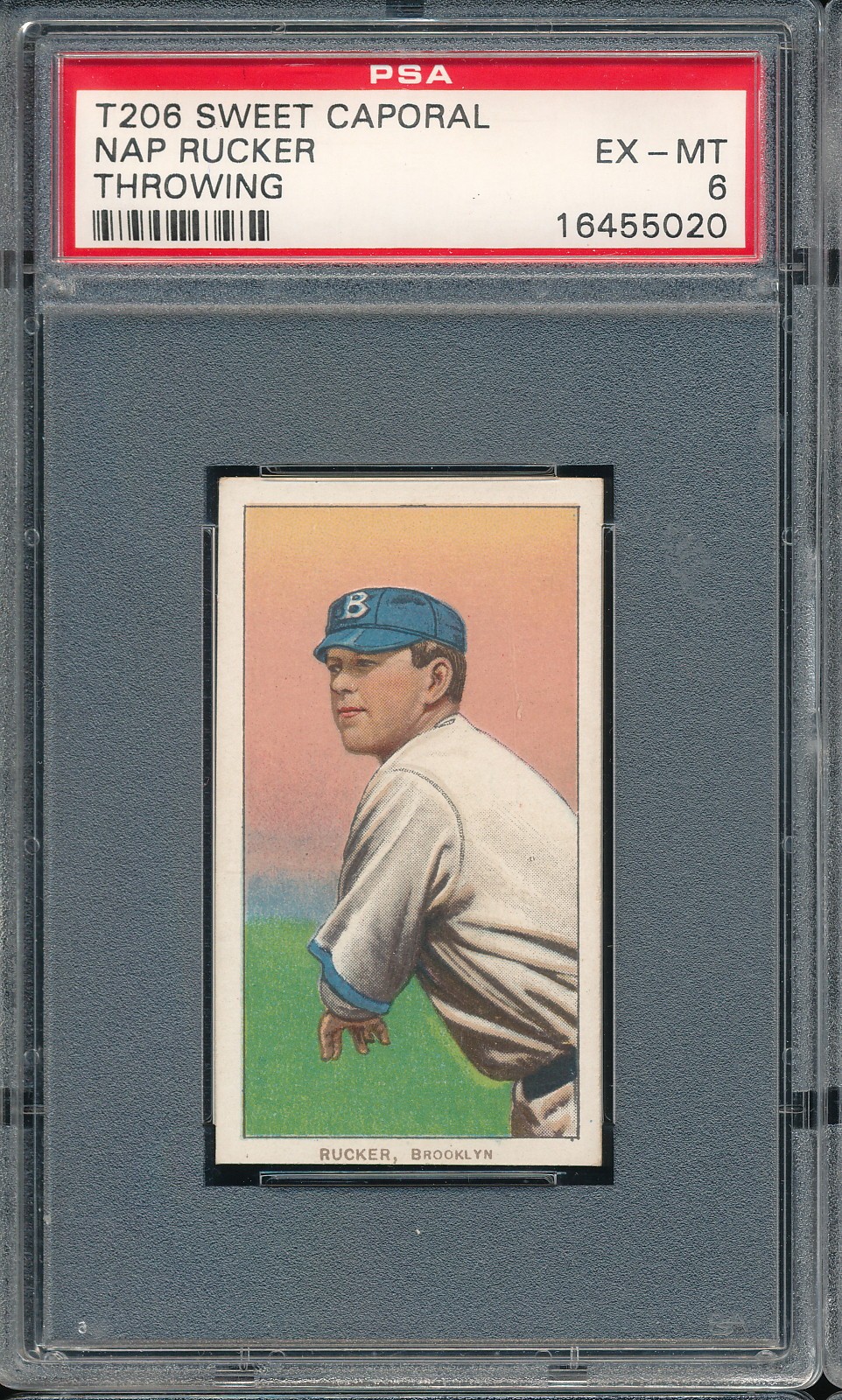 T206 Piedmont 350/25 Nap Rucker (Throwing) PSA 6 - Brooklyn - POP 28