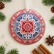 Dalarna Kurbits Ornament Scandinavian Floral Folk Art for Christmas Swedish