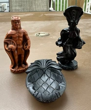 Vintage Lot Tiki Bar Lounge Decor HAWAII King*Pineapple Ashtray*God* Coco Joe's