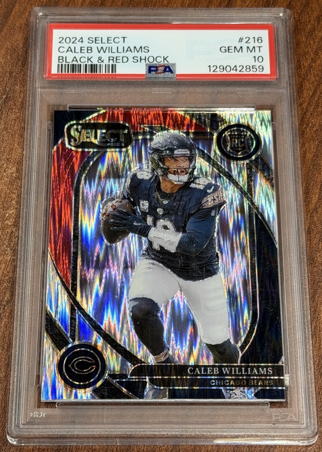 CALEB WILLIAMS 2024 SELECT BLACK & RED SHOCK PRIZM ROOKIE #216 BEARS PSA 10 RC