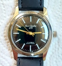 Henri Sandoz & Fils 17 Jewels manual watch, black dial, in working condition
