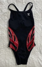 TYR Phoenix Durafast Elite Maxfit Youth 1 Pc. Swimsuit, Size 26, Black/Red