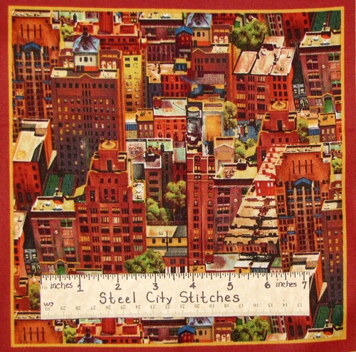 City Building Scenes City Scapes People Cotton Fabric QT 24"X44" Panel - Picture 5 of 8