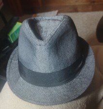 Stetson All American Linen, Grey Herringbone Fedora Hat S/M,,, NICE..