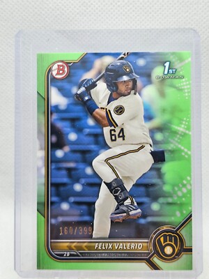 2022 Bowman Baseball Felix Valerio Neon Green Parallel /399 1st Bowman