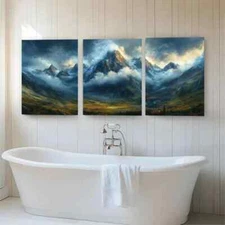 3pcs Majestic Mountain Landscape Misty Perfect Wall Art Canvas Framed 50x70cm
