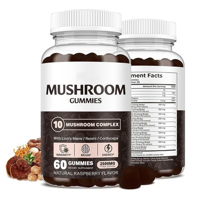 Mushroom Gummies 2500mg - Lion's Mane - Brain & Nervous System Health, Memory