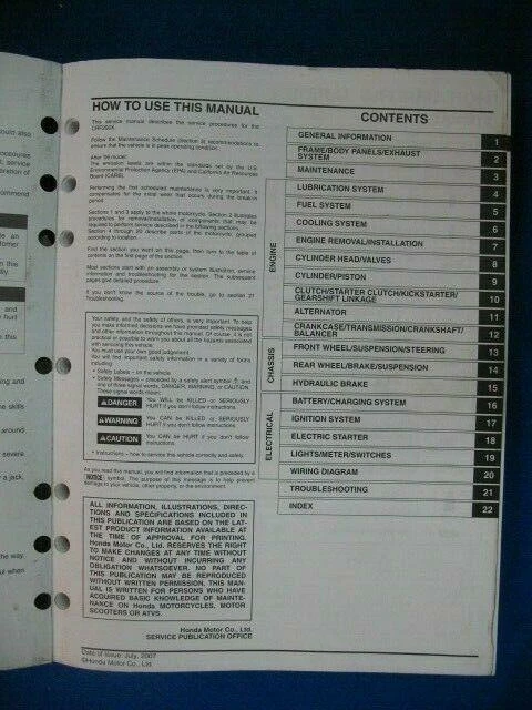 Honda 1997 1998 CBR1100XX Factory Service Shop Manual P374 - Imagem 4 de 4