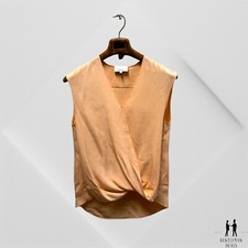 3.1 Phillip Lim Womens No Sleeve Wrap V Neck 100% Silk Top Blouse Peach Size 4