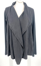 FLAX womens size M 100% Linen Oversized Blazer Gray open front cardigan pockets