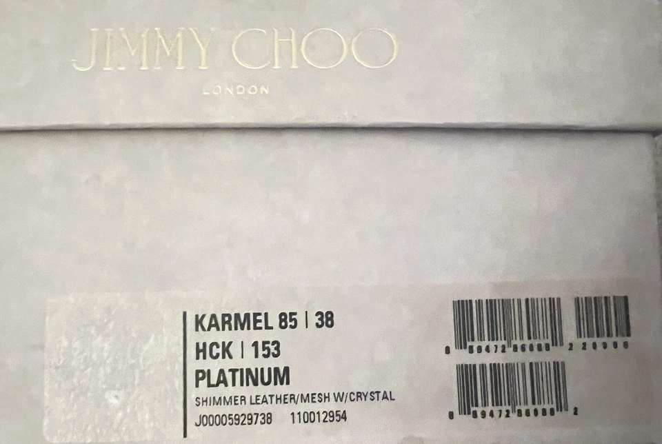 Zapatos de salón Jimmy Choo Karmel 85 EU 38 platino gamuza cristal malla tacones altos Foto 2 de 4