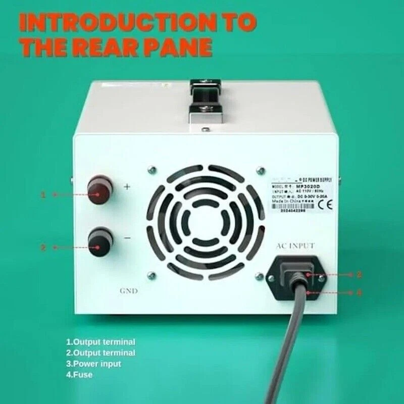 Adjustable Variable Power Supply 0-30V 0-20A Regulated Lab DC Bench Power LCD - Image 4 of 4