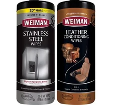 Weiman Stainless Steel and Leather Cleaning Wipes Combo Pack 30 Count