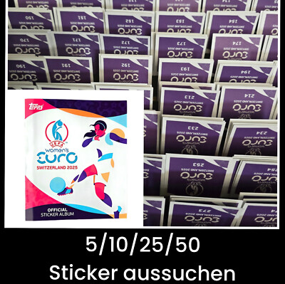 Topps Official Women's Euros 2025 Collection d'autocollants Boîte complète 50 paquets d'autocollants pour femme par boîte (300 autocollants