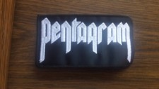 PENTAGRAM,SEW ON WHITE EMBROIDERED PATCH