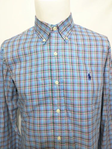 RALPH LAUREN Blue Multicolor Plaid Long Sleeve Shirt Size Medium NWT $89.50