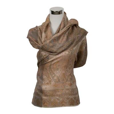 Schal 100% Seide silk soie scarf seta écharpe Sciarpa Paisley Mehrfarbig Beige
