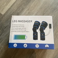 Rechargeable Leg-Massager for Circulation with Heat, Portable & Cordless Air ...